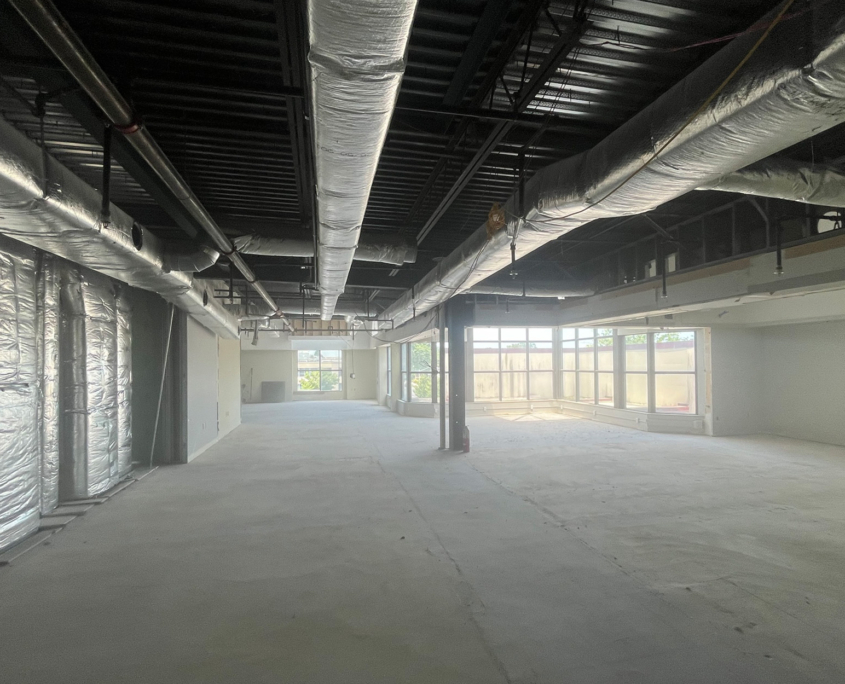 interior view of retail space under construction