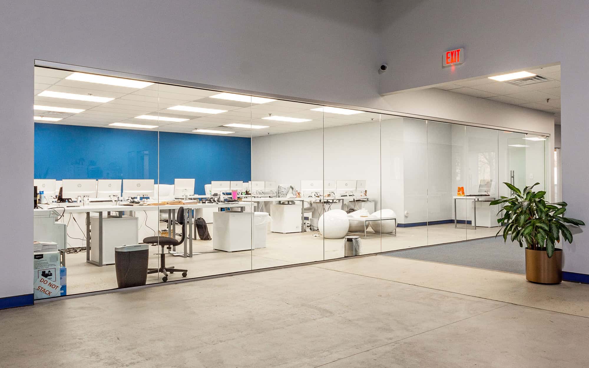 Side view of interior modern office of science or technology